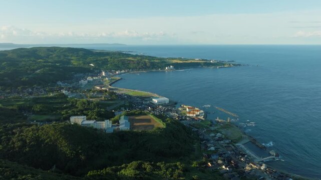 Drone Shot Of Aikawa Coastline, Sado Island, Niigata Prefecture, Japan