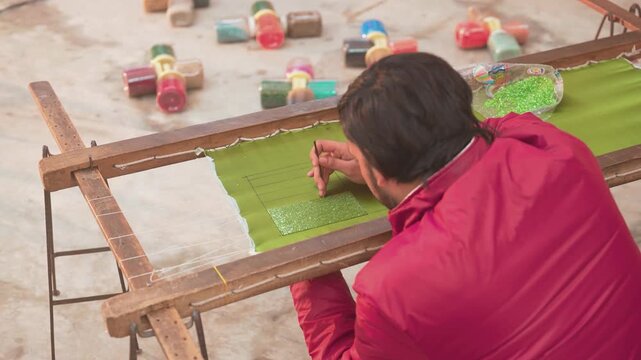 Craftsman Working at Wooden Adda	
