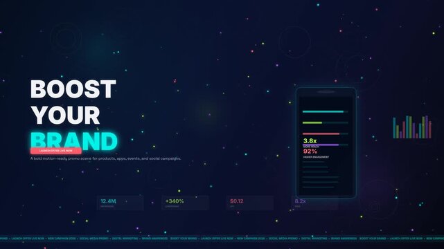Digital Brand Promotion Motion Code with Dynamic Analytics Dashboard Layout