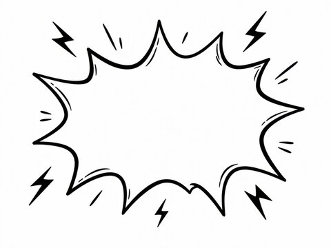 Hand drawn comic book style explosion bubble with lightning bolts for sound effects