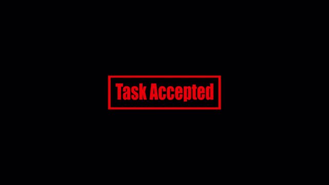 Task Accepted Stamp Animation on Transparent Background, Business Success Motion Graphic.