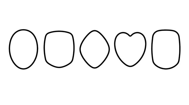 Face Shape Outline Icons Vector Set with Square Oval and Heart Templates