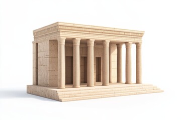Fototapeta premium Model of an ancient temple with columns and a flat roof in a plain setting