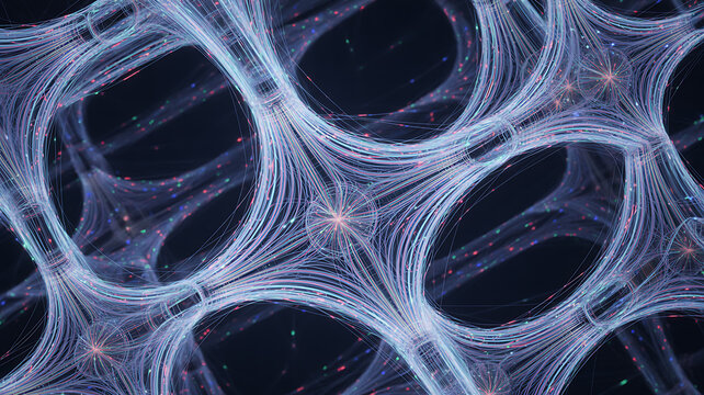 Interconnected glowing mesh structure grid with structure connection abstract technology