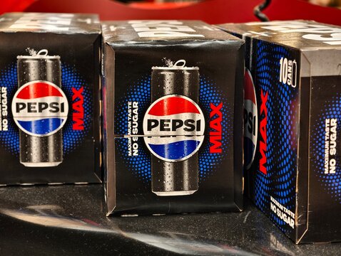 Varmland County, Sweden-Nov.26th 2025: Pepsi Max no sugar soft drink multipack packaging on retail display