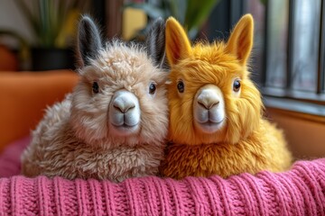 Obraz premium Cute animals ready for memes in bright colors and cozy settings with soft textures