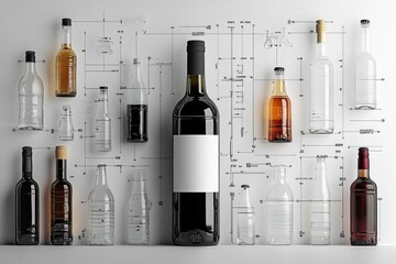 Blank bottle layout for advertising with studio light focusing on design and minimalism © Oleksandr
