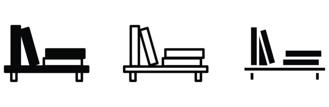Black and white icon set of furniture assembly and disassembly process steps