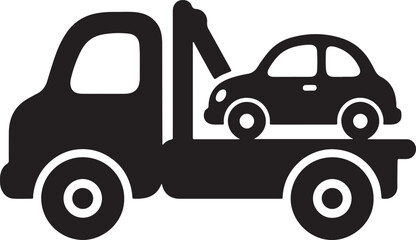 Naklejka premium Tow Truck Carrying Car Silhouette