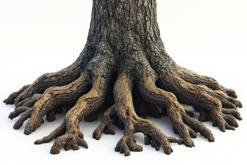 Fototapeta premium Roots of a tree showing texture and spread near the ground in a natural setting