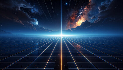 Futuristic Horizon with Cosmic Light