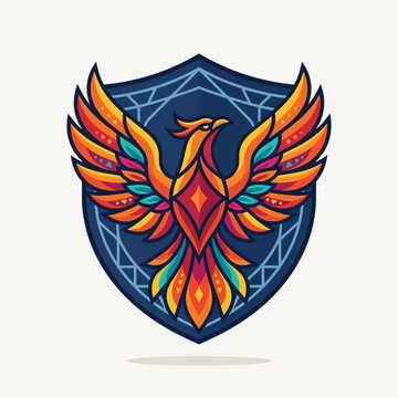 Vibrant Phoenix Bird Icon Design.