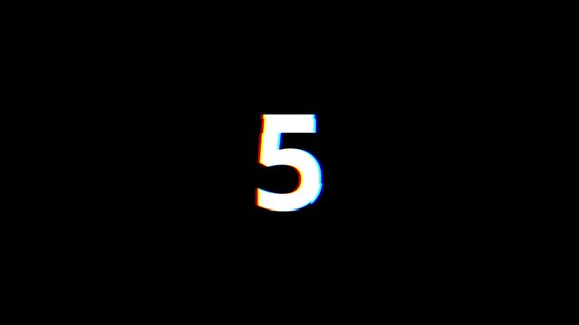 10 Second Glitch Countdown Number Animation 4K motion