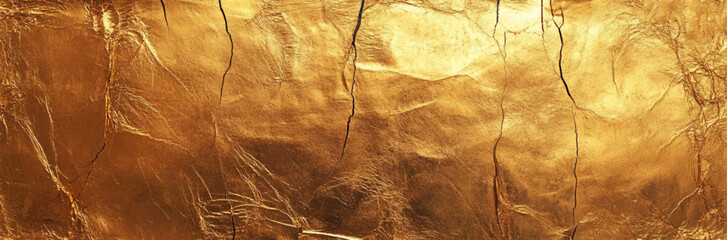 Fototapeta premium Golden foil texture background with copy space