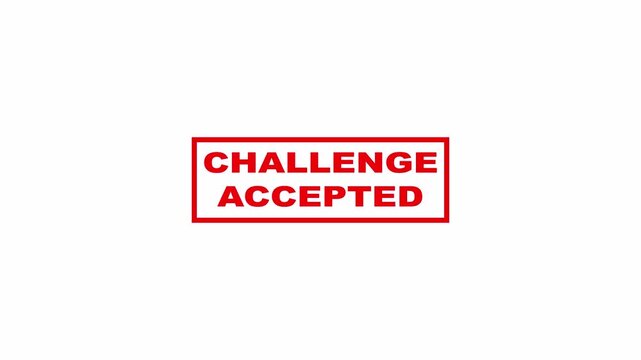 Challenge Accepted Stamp Animation on Transparent Background, Bold Success Approval Seal Motion Graphic for business.