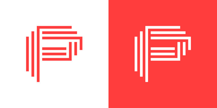 Modern minimalist abstract geometric alphabet P letter logo design.