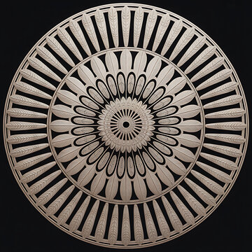 Abstract metal background with circular shapes and round ornamental patterns design