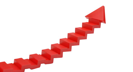 Fototapeta premium Red arrow shaped staircase rising diagonally against black background stairs