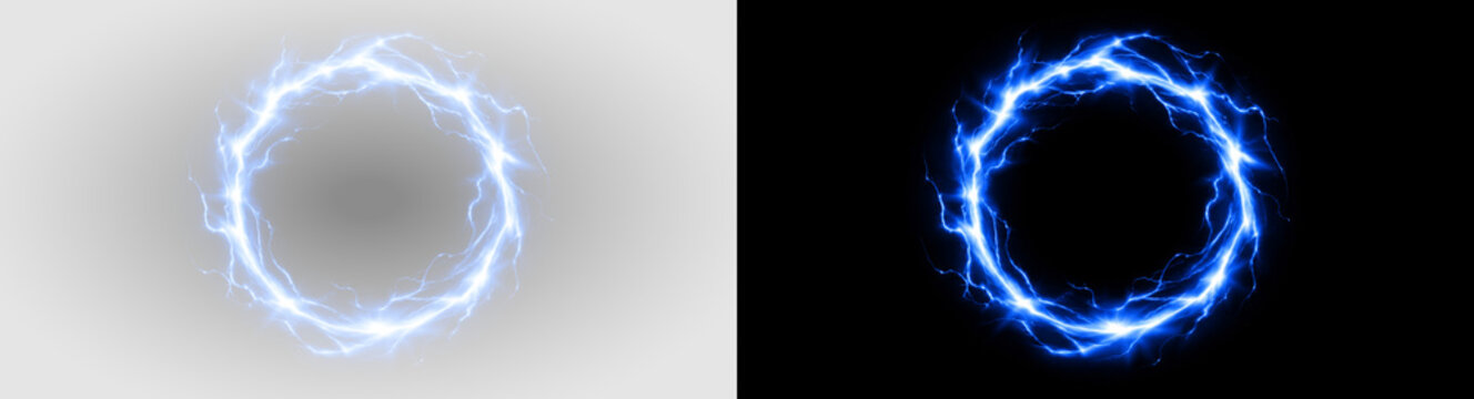 Blue Plasma Energy Circle PNG Overlay Element, on transparent background