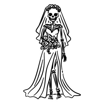 skeleton bride in wedding dress