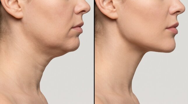Double Chin Fat Removal Jawline Sculpting Before and After