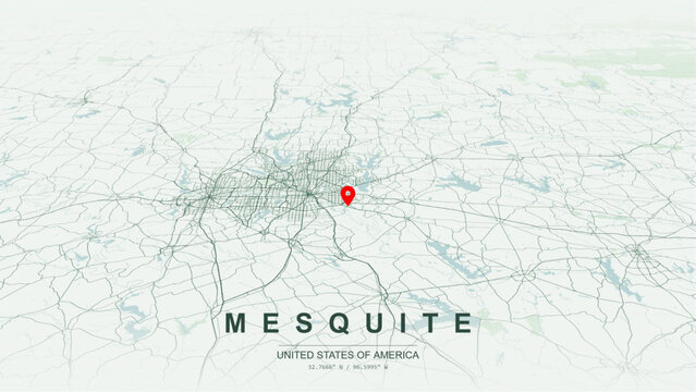 Modern minimalist vector map of Mesquite, Texas, USA. High-quality scalable illustration of Mesquite square city grid, Interstate 635, I-30, US Route 80 for posters design.