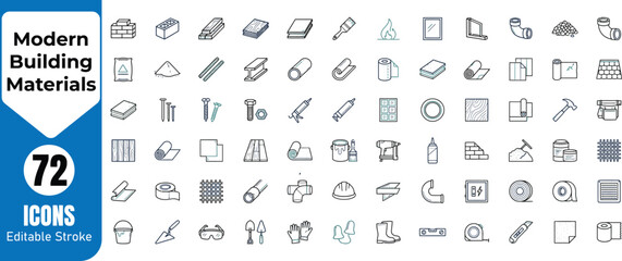 Modern building materials icon set for construction and architecture © MstSanara