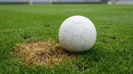 Fototapeta premium Premium quality professional soccer ball element tournament realistic fitness perfect promotion visual print on art green match lush marketing concept recreation team