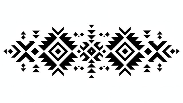 Black Tribal Ethnic Geometric Pattern Border Vector