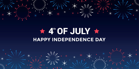 Fototapeta premium happy Independence Day 4th of july USA anniversary firework vector illustration