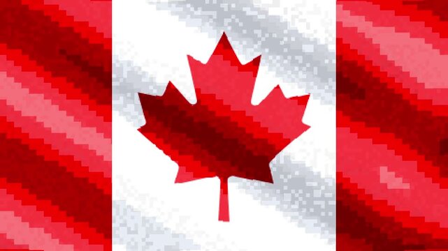 Canada national flag waving pixel art animation