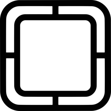 Abstract square frame icon, simple geometric shape, minimalist design, white background, black outline