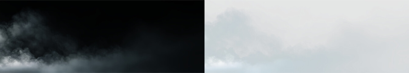 Obraz premium Soft gray clouds hover in the sky above an open landscape during daylight hours, on a transparent background