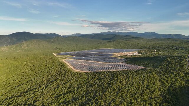 Drone Shot of a Massive Solar Farm