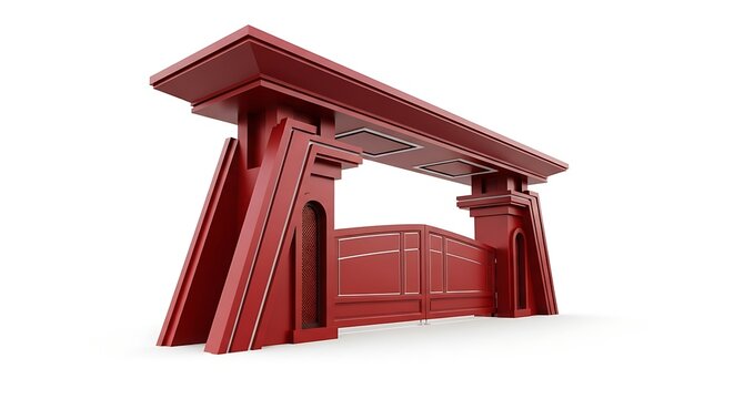Red plastic table base structure.