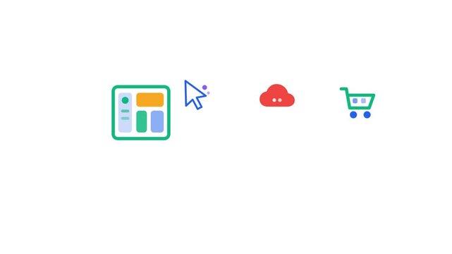 Premium highlighting responsive layout dashboard and sliders floating grid UI web icon animation 130