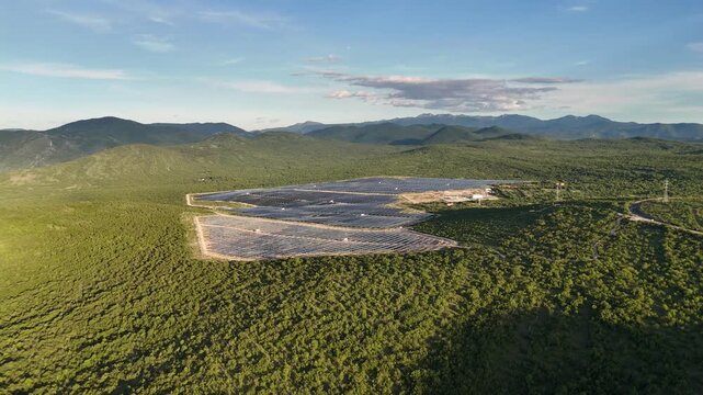 Drone Shot of a Massive Solar Farm