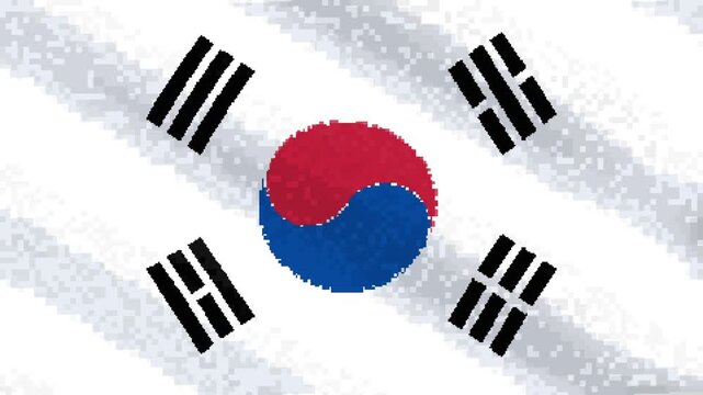 South Korea national flag waving pixel art animation