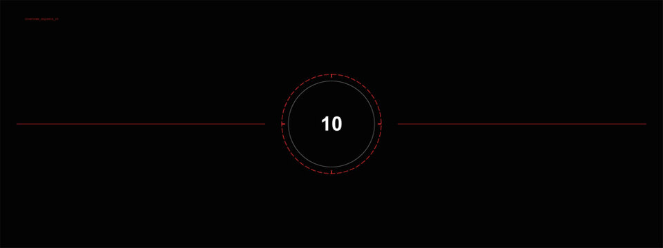 Digital countdown timer with number ten