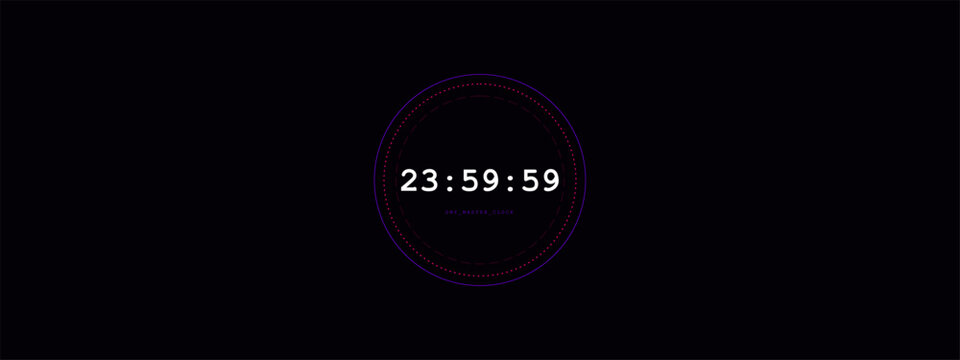 Digital clock display showing 235959 time on a dark background
