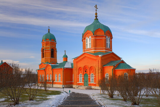Historic Russian orthodox Church of the Nativity of the Blessed Virgin Mary in Monastyrshchino, Tula region of Russia