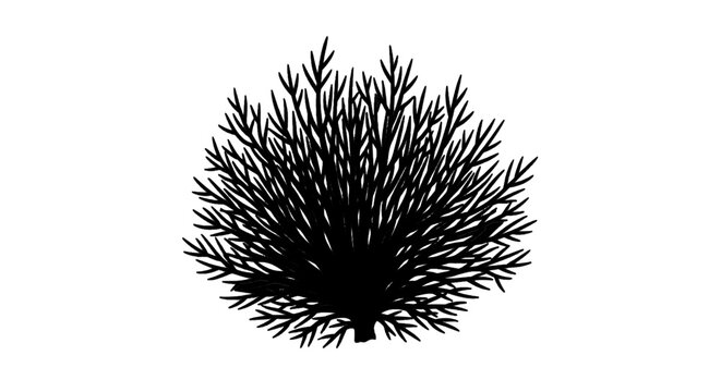 Minimal black silhouette icon, simple flat vector, bold black shape, no, no shading silhouette of a dense bush or shrub on a, flat icon style