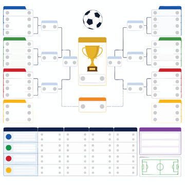 Soccer Match Schedule template with Football Wall Chart and tournament bracket