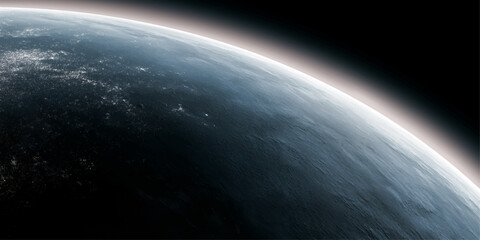 Earth in space showing the planet Earth with the Moon and Sun in a cosmic view © MONORA