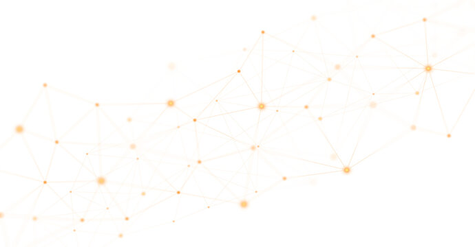 Abstract Orange Network Connection Background with Glowing Dots and Lines Technology Concept