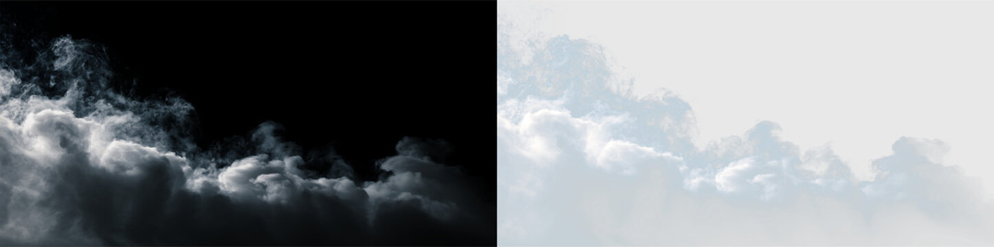 Clouds of varying shapes occupy the sky during the daytime in a bright natural setting in clear weather, on a transparent background