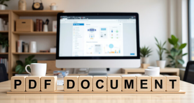 PDF document digital file management for electronic data invoice storage or corporate business report spreadsheet paperwork archive processing software application system