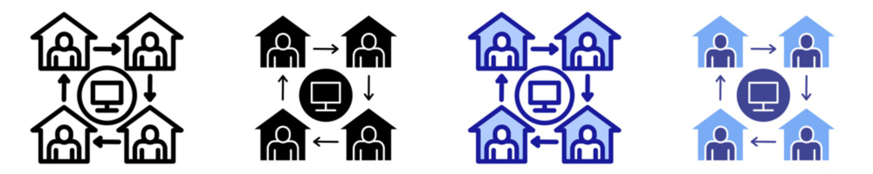 Distributed Workforce Icon Set Multiple Style Collection