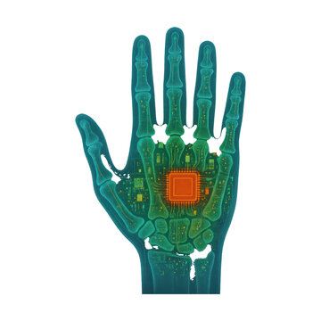 PNG Futuristic hand technology integration