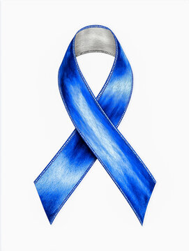 Blue awareness ribbon illustration with a gradient design, symbolizing support for various causes, displayed on a clean white background
